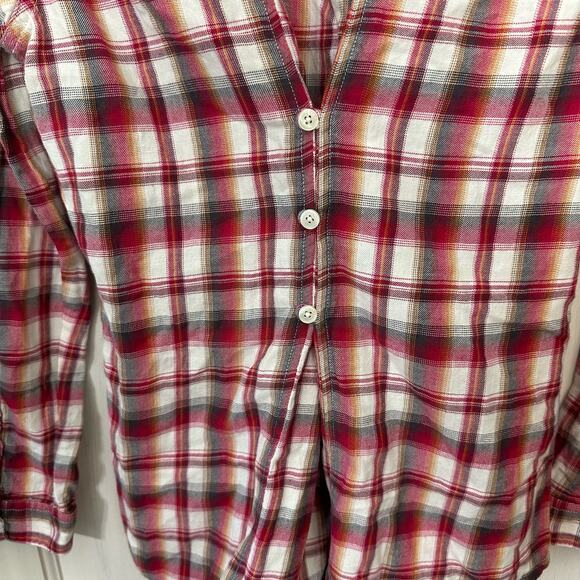 Horny Toad Button Up Top Womens Mixologist M Plaid Multicolor Organic Cotton - Picture 8 of 10